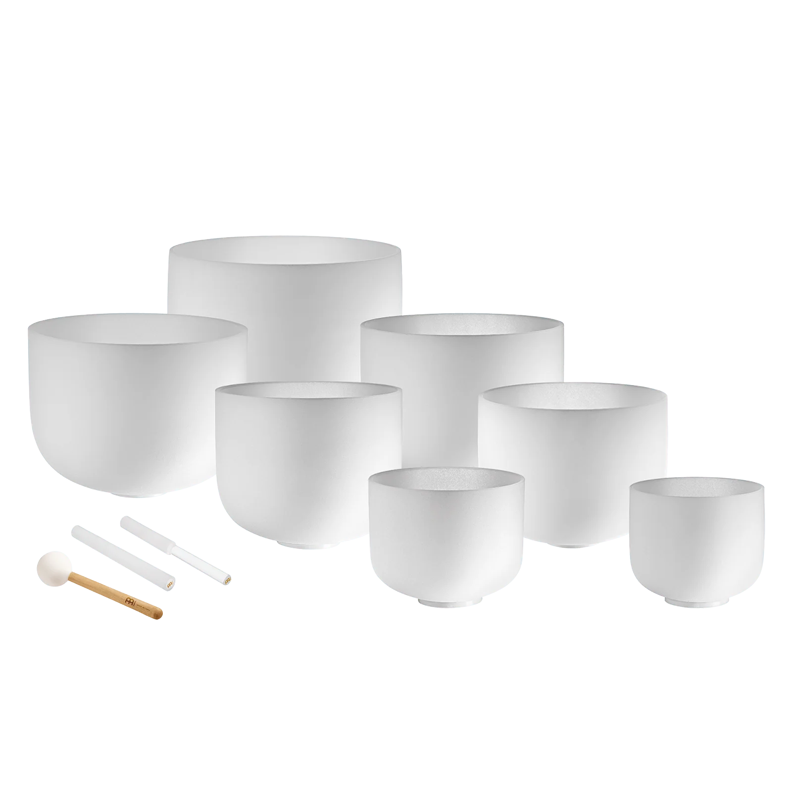 Sound Healing LAB | 432 Hz Pro Crystal Singing Bowl Chakra Set of 7 - Pure White Frosted Quartz