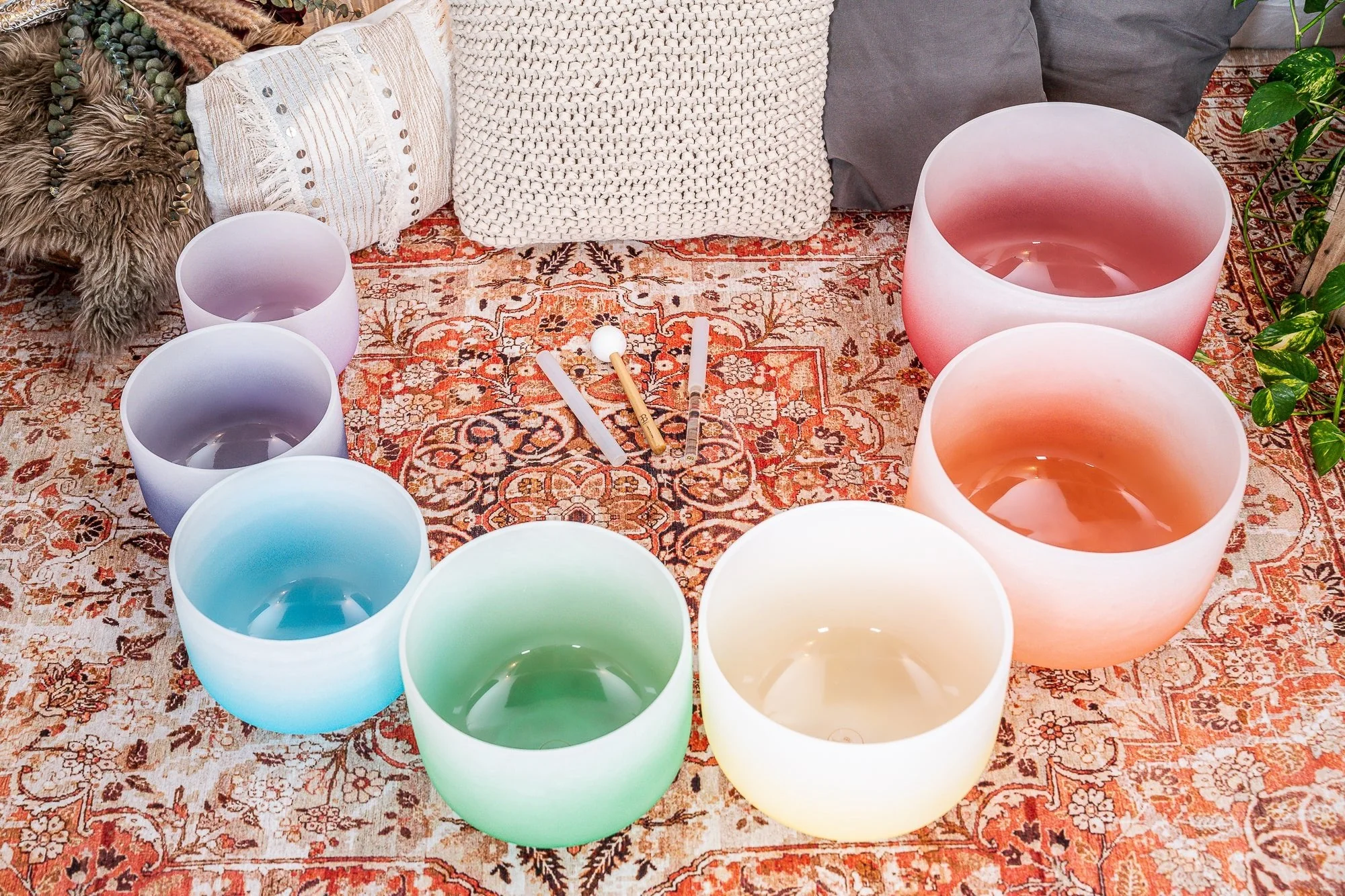 Sound Healing LAB | Pro Color Chakra Set of 7 Quartz Crystal Singing Bowls - Image 2